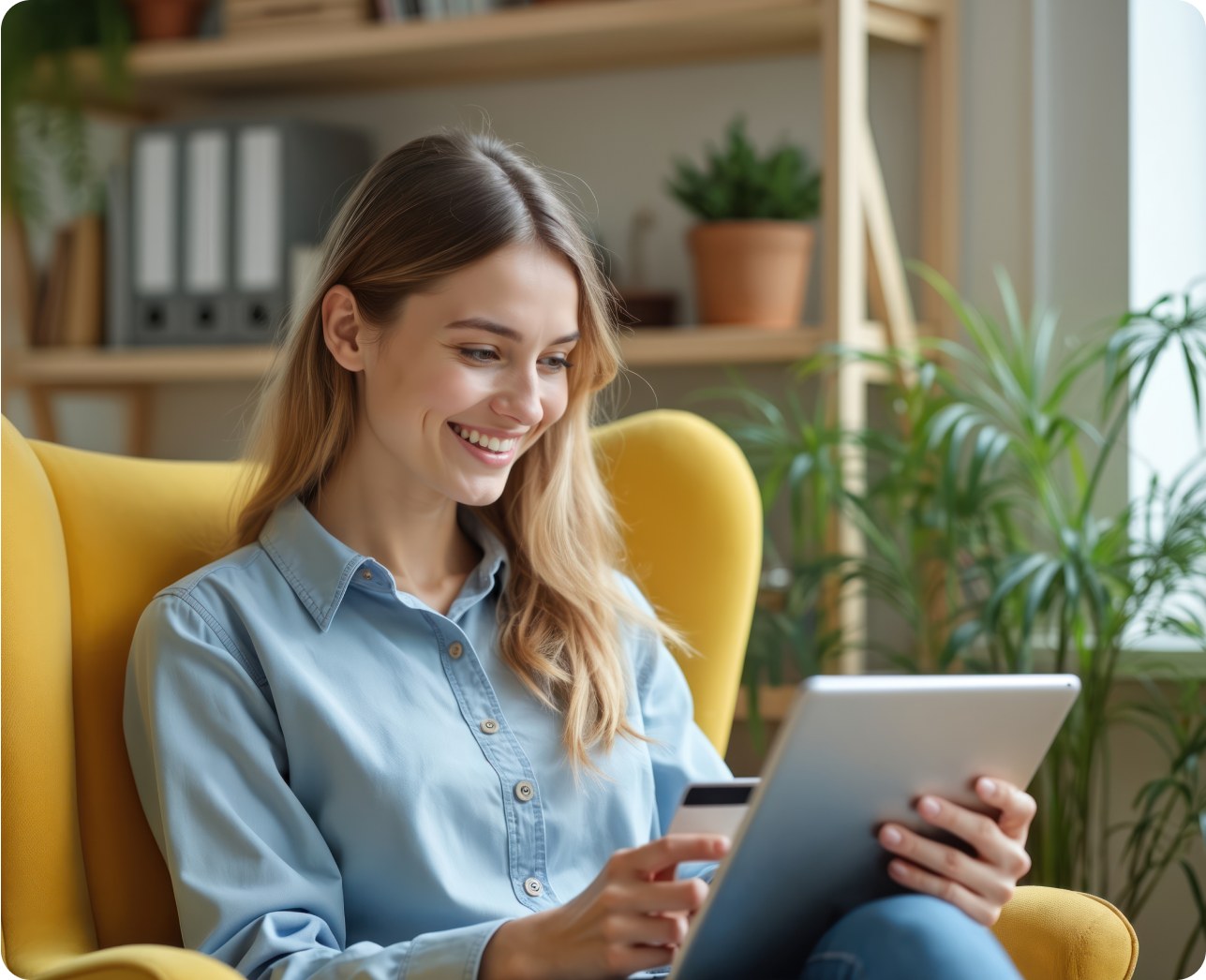 imagen mujer mirando tablet